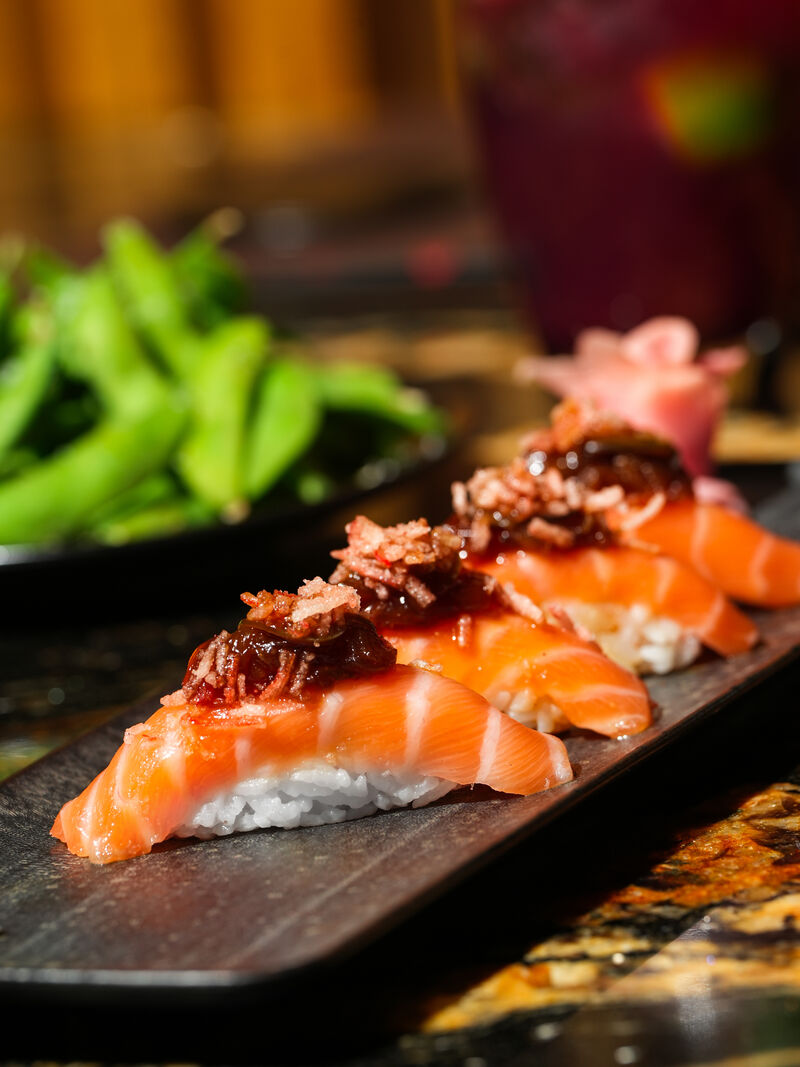 Honey Ponzu Salmon Sushi